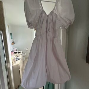 Chic White Puff Sleeve Mini Dress